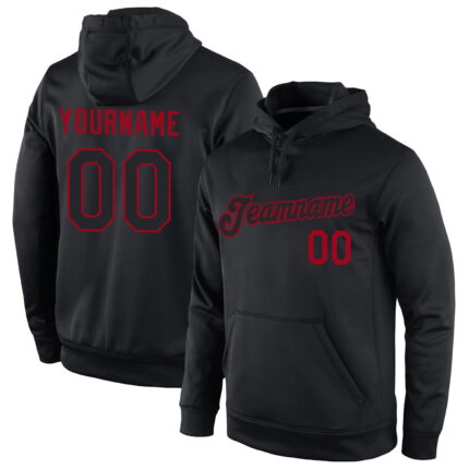 Custom Stitched Black Black-red Sports Pullover Sweatshirt Hoodie